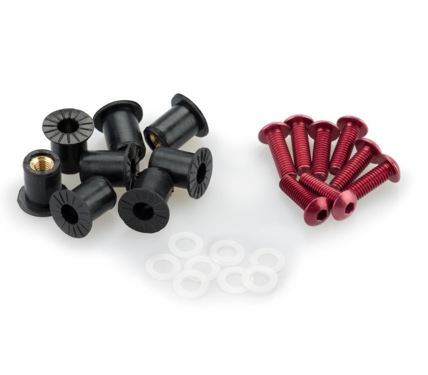 Kit Tornillería PUIG Aluminio para Cúpulas, 6 Tornillos M5 con Silentblocks