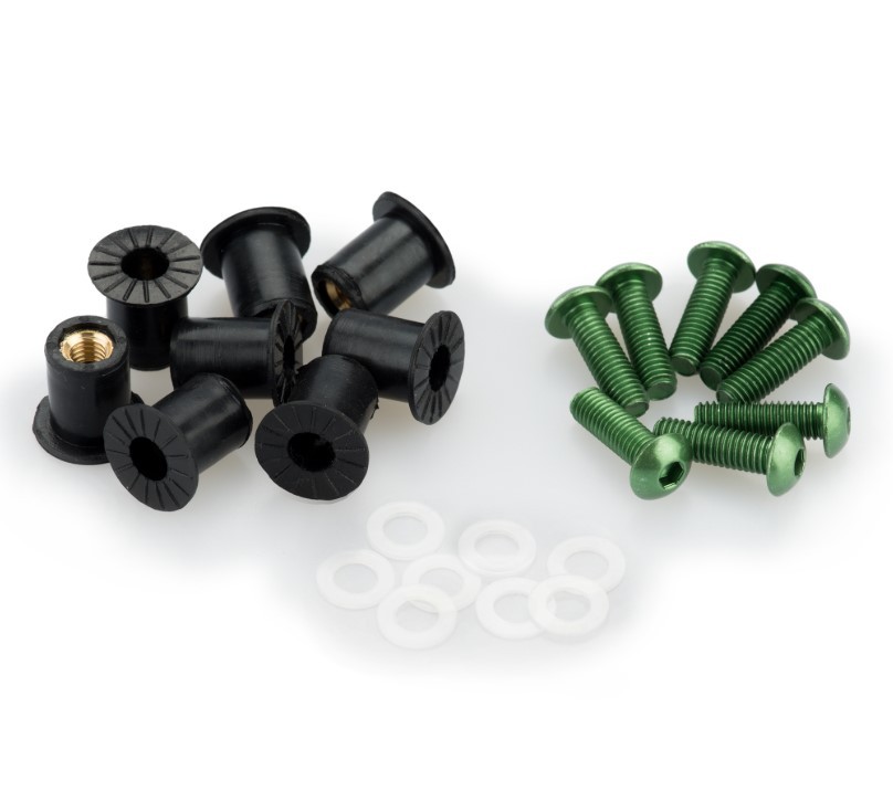 Kit Tornillería PUIG Aluminio para Cúpulas, 6 Tornillos M5 con Silentblocks