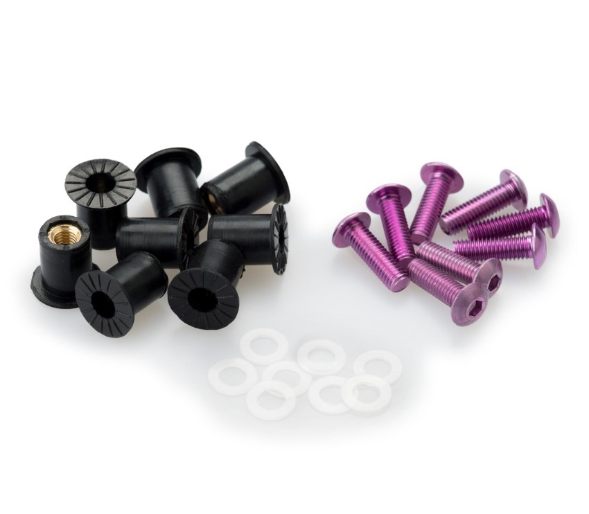 Kit Tornillería PUIG Aluminio para Cúpulas, 6 Tornillos M5 con Silentblocks